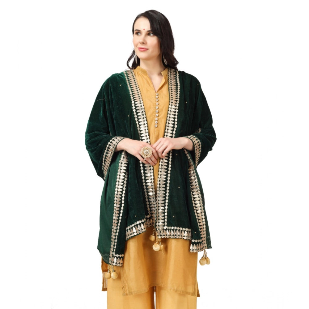 Vaystra Velvet Gotta Patti Dupatta – Green