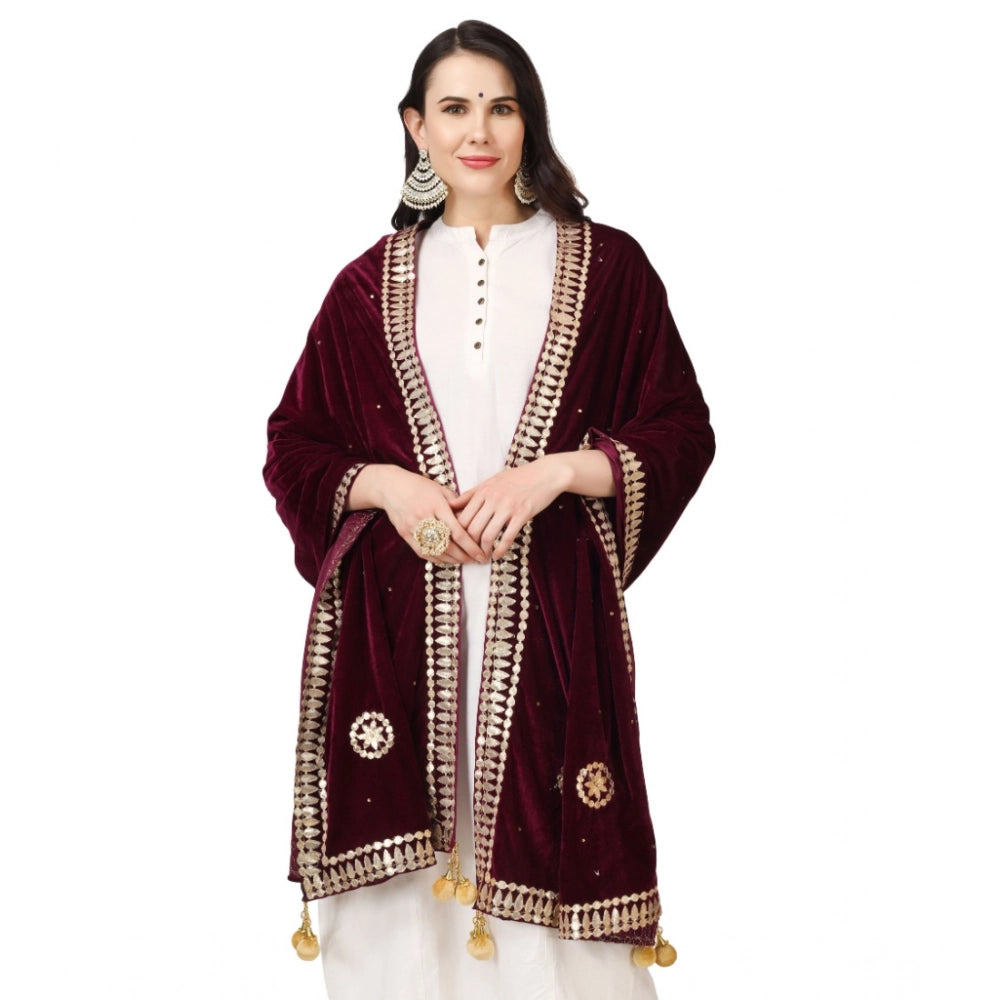 Vaystra Velvet Gotta Patti Dupatta – Purple