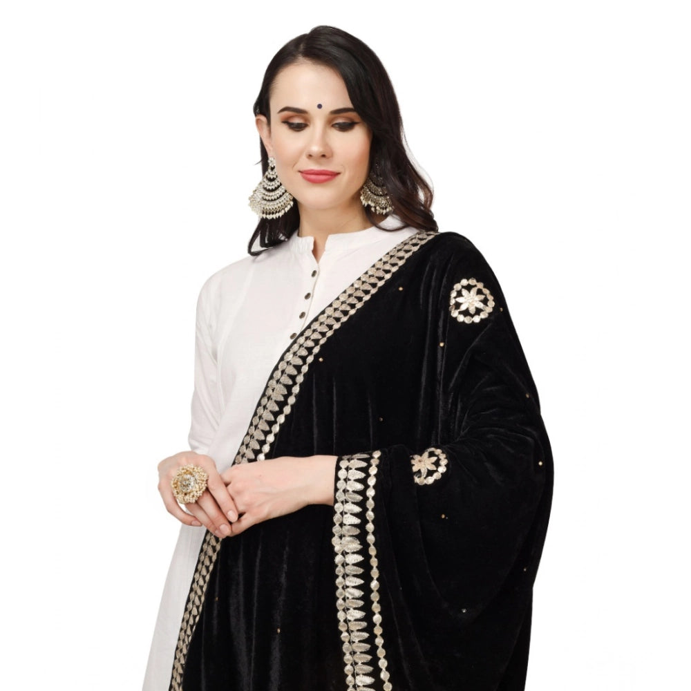 Vaystra Velvet Gotta Patti Dupatta – Black