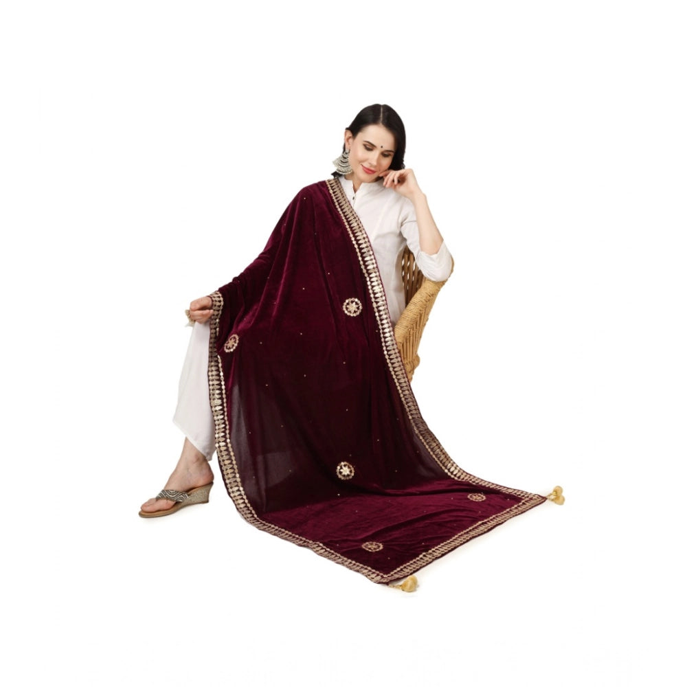 Vaystra Velvet Gotta Patti Dupatta – Purple