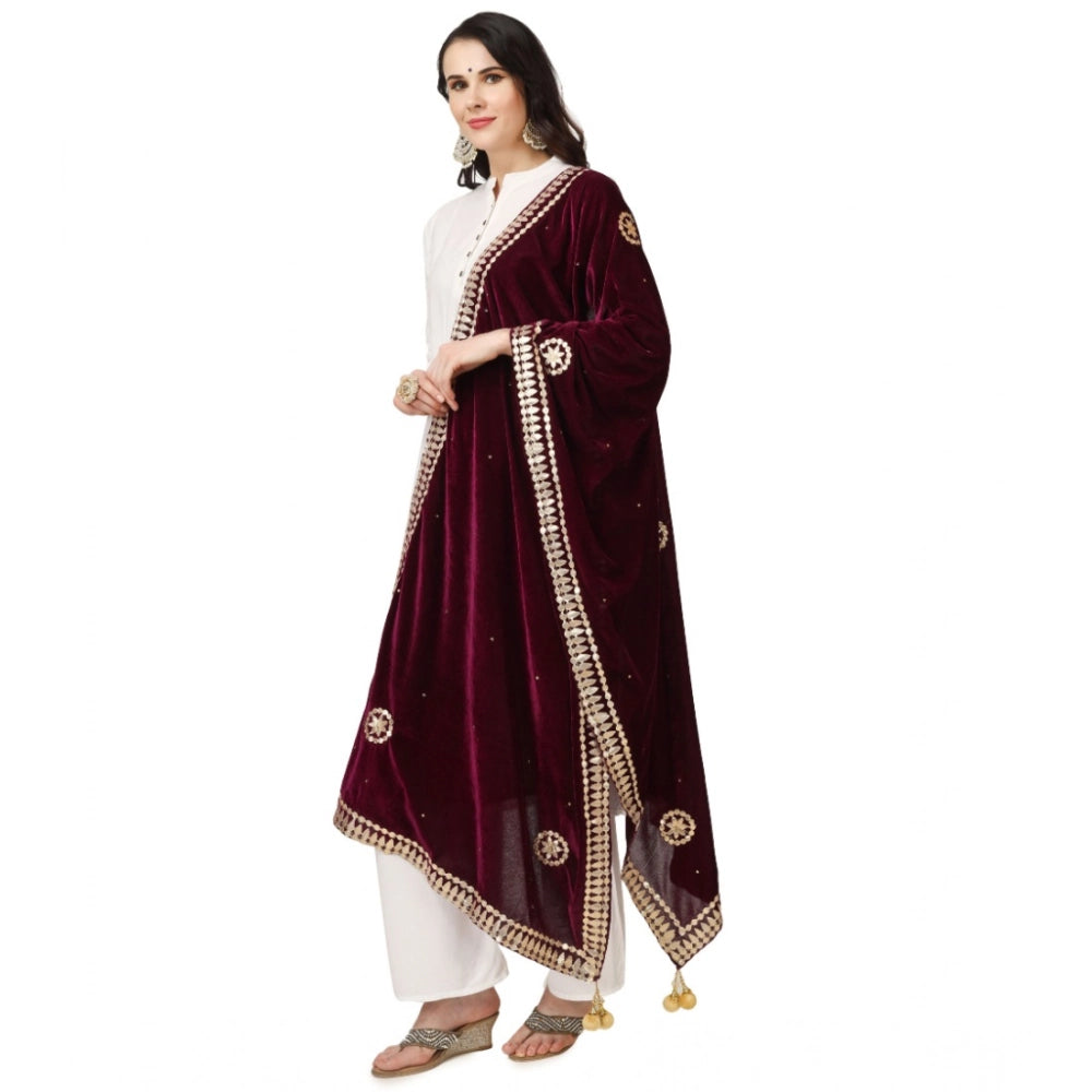 Vaystra Velvet Gotta Patti Dupatta – Purple