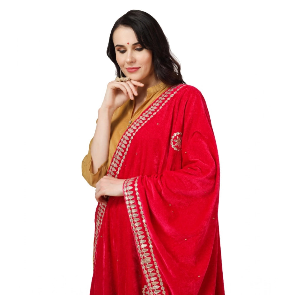 Vaystra Velvet Gotta Patti Dupatta – Pink