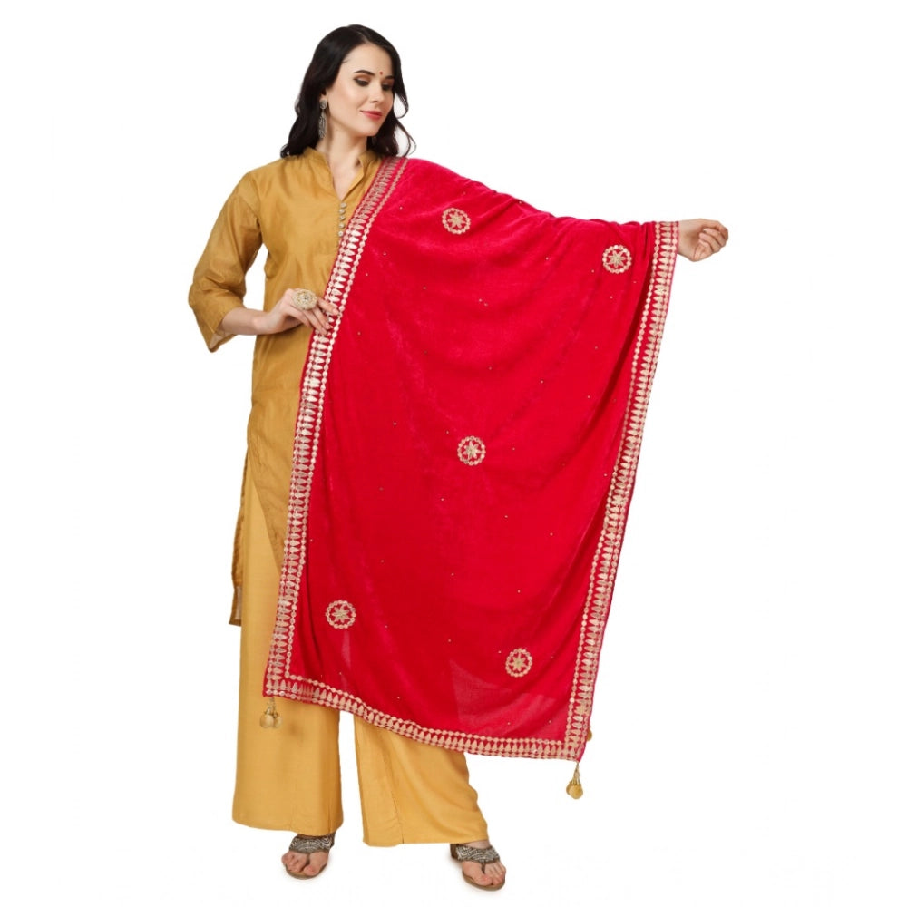 Vaystra Velvet Gotta Patti Dupatta – Pink