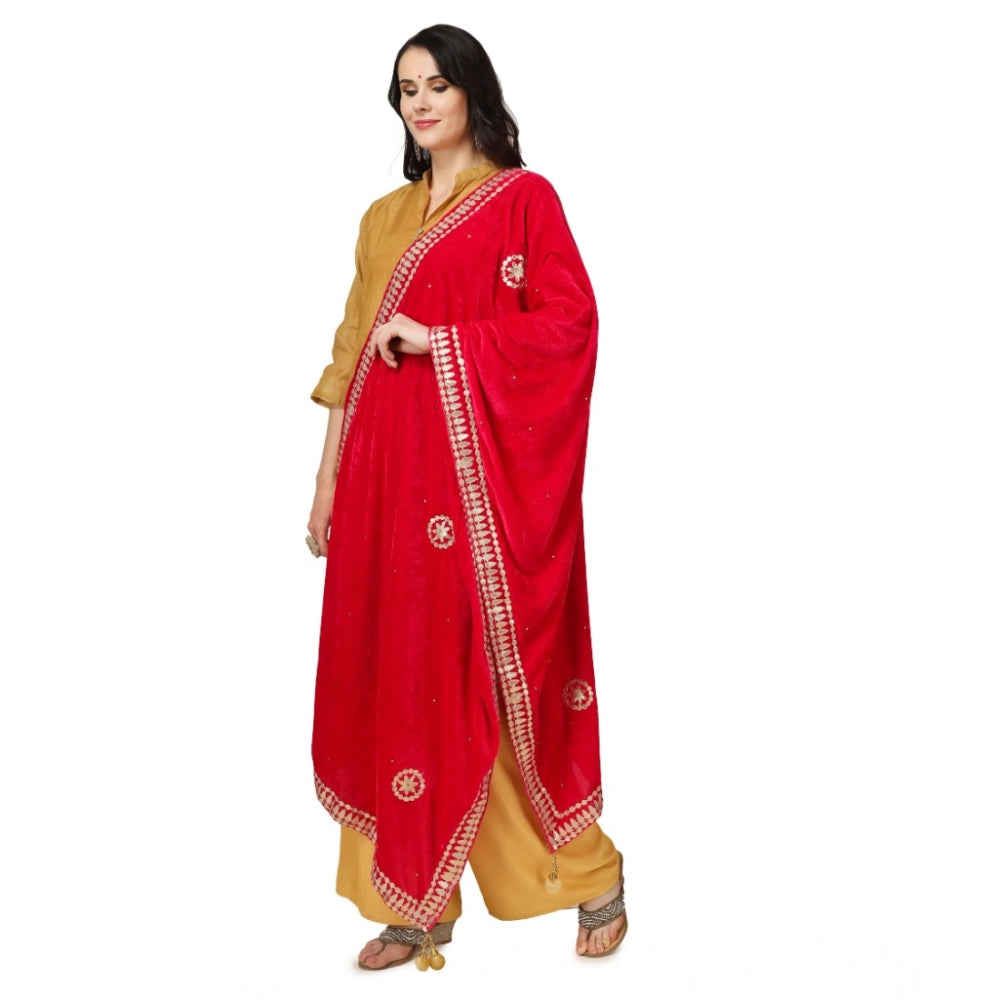 Vaystra Velvet Gotta Patti Dupatta – Pink