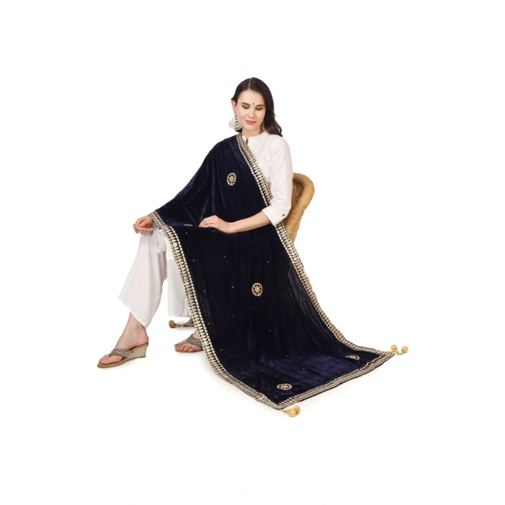 Vaystra Velvet Gotta Patti Dupatta – Blue