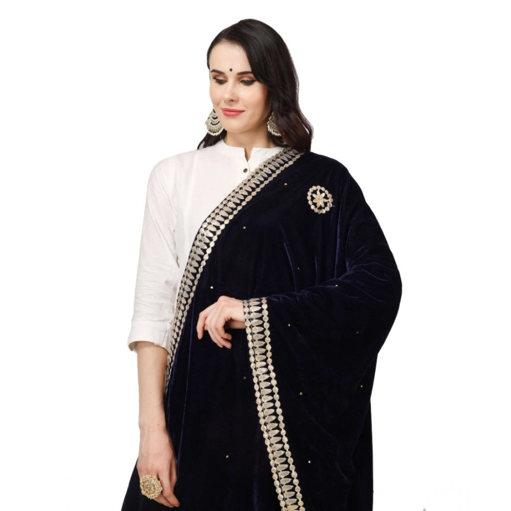 Vaystra Velvet Gotta Patti Dupatta – Blue