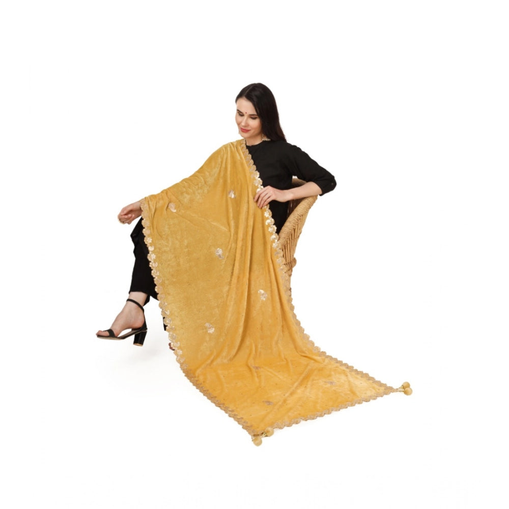 Vaystra Velvet Gotta Patti Dupatta – Yellow