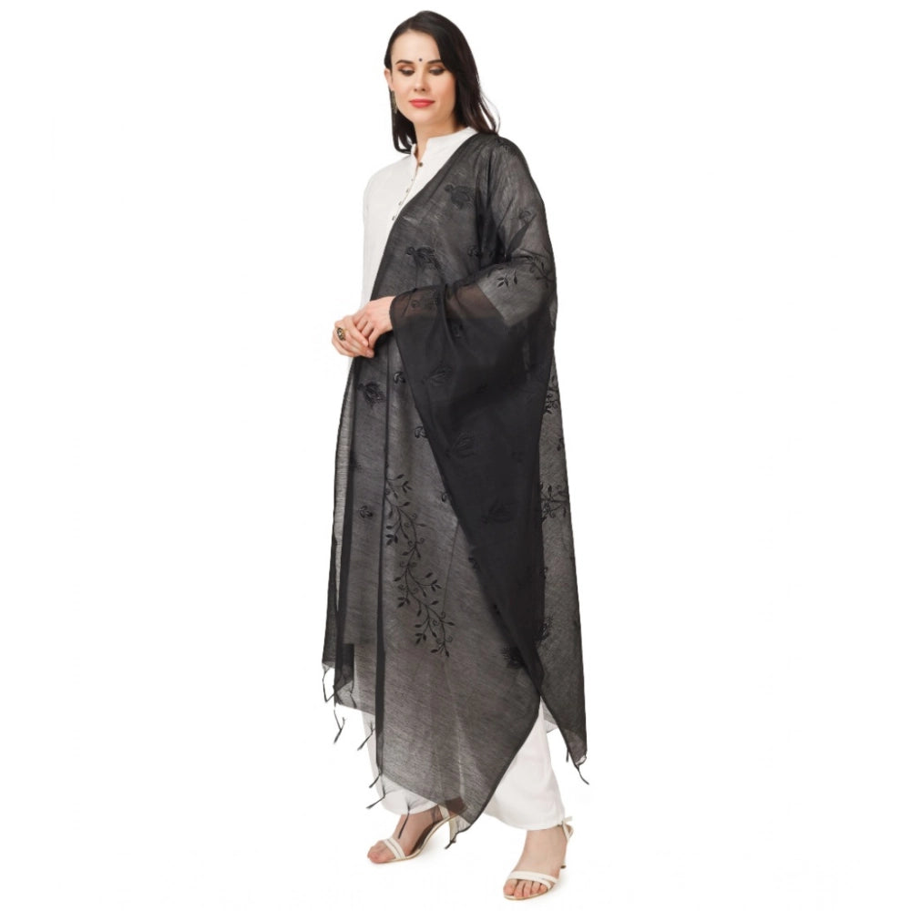 Vaystra Cotton Embroidered Dupatta – Black