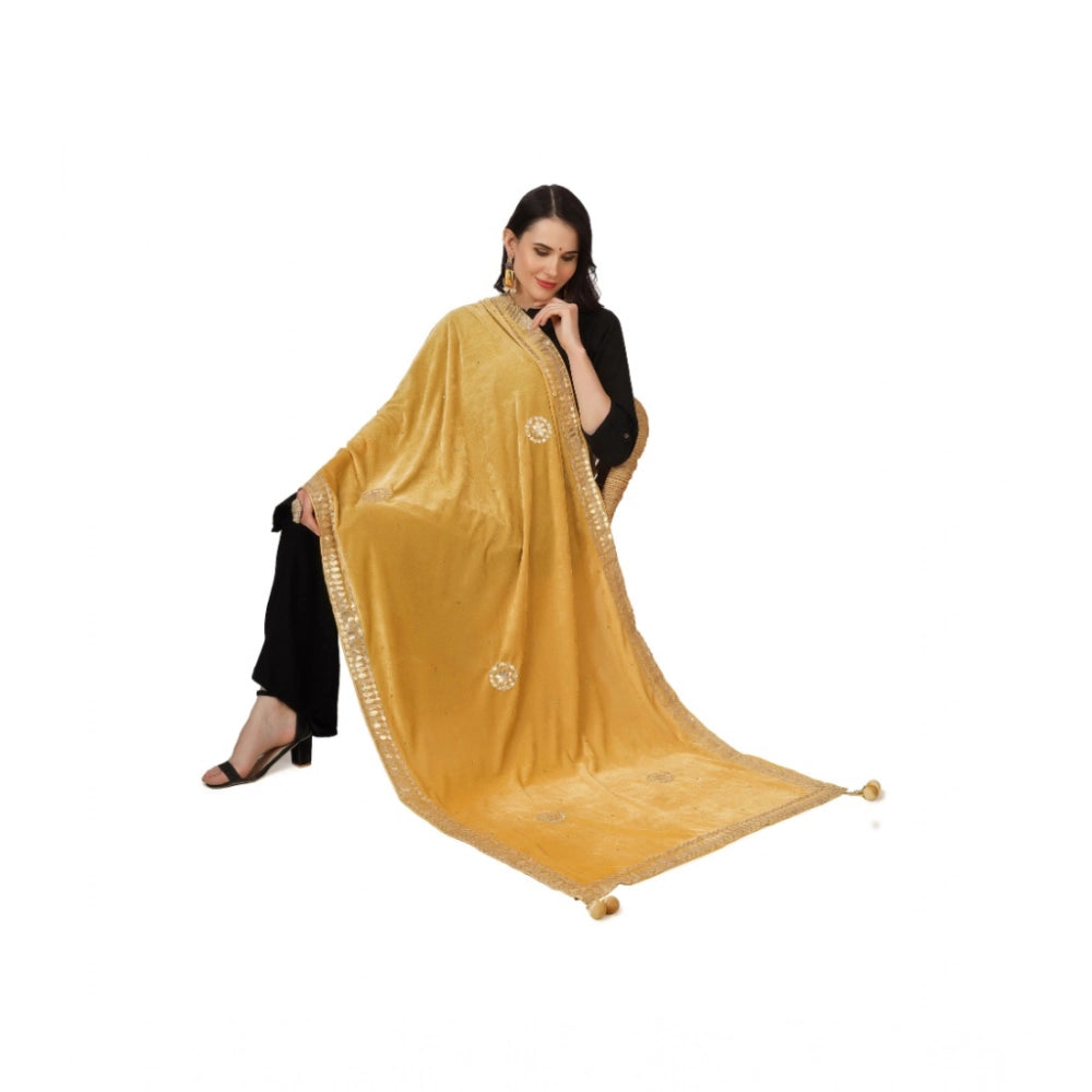 Vaystra Velvet Gotta Patti Dupatta – Yellow