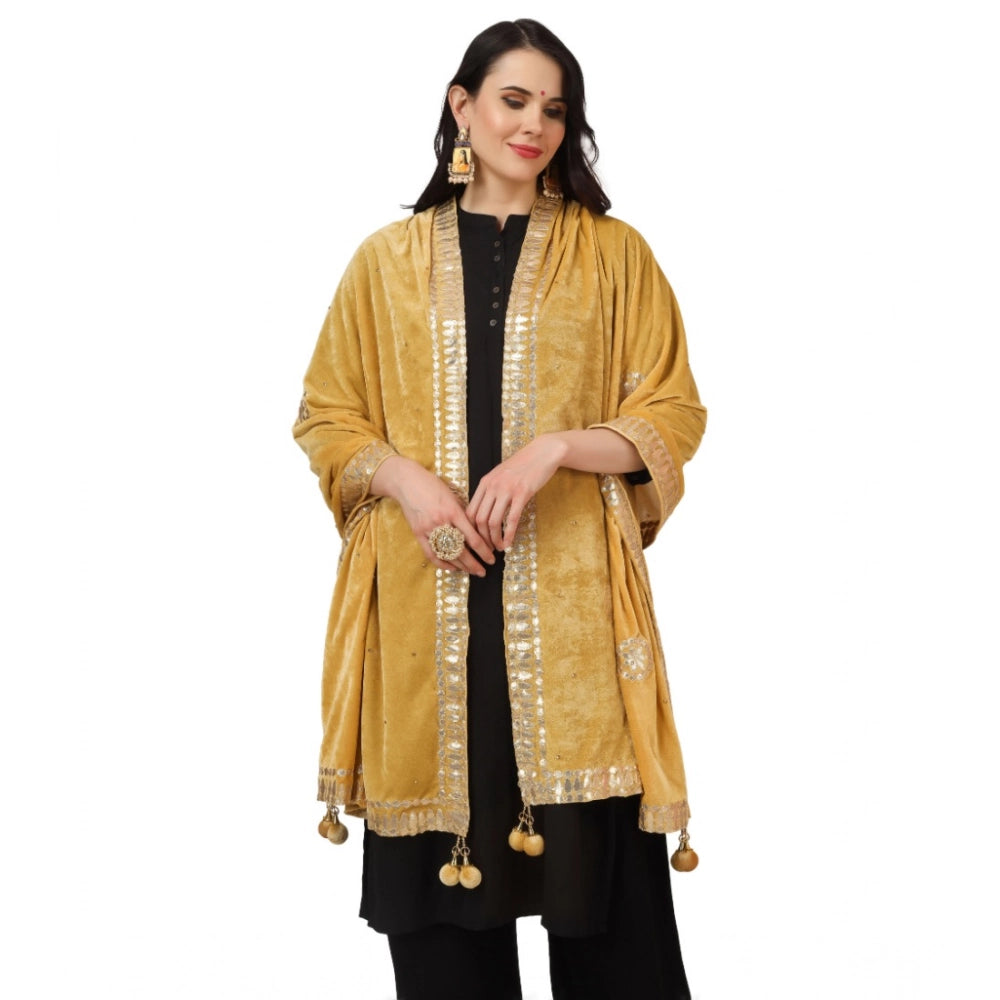 Vaystra Velvet Gotta Patti Dupatta – Yellow