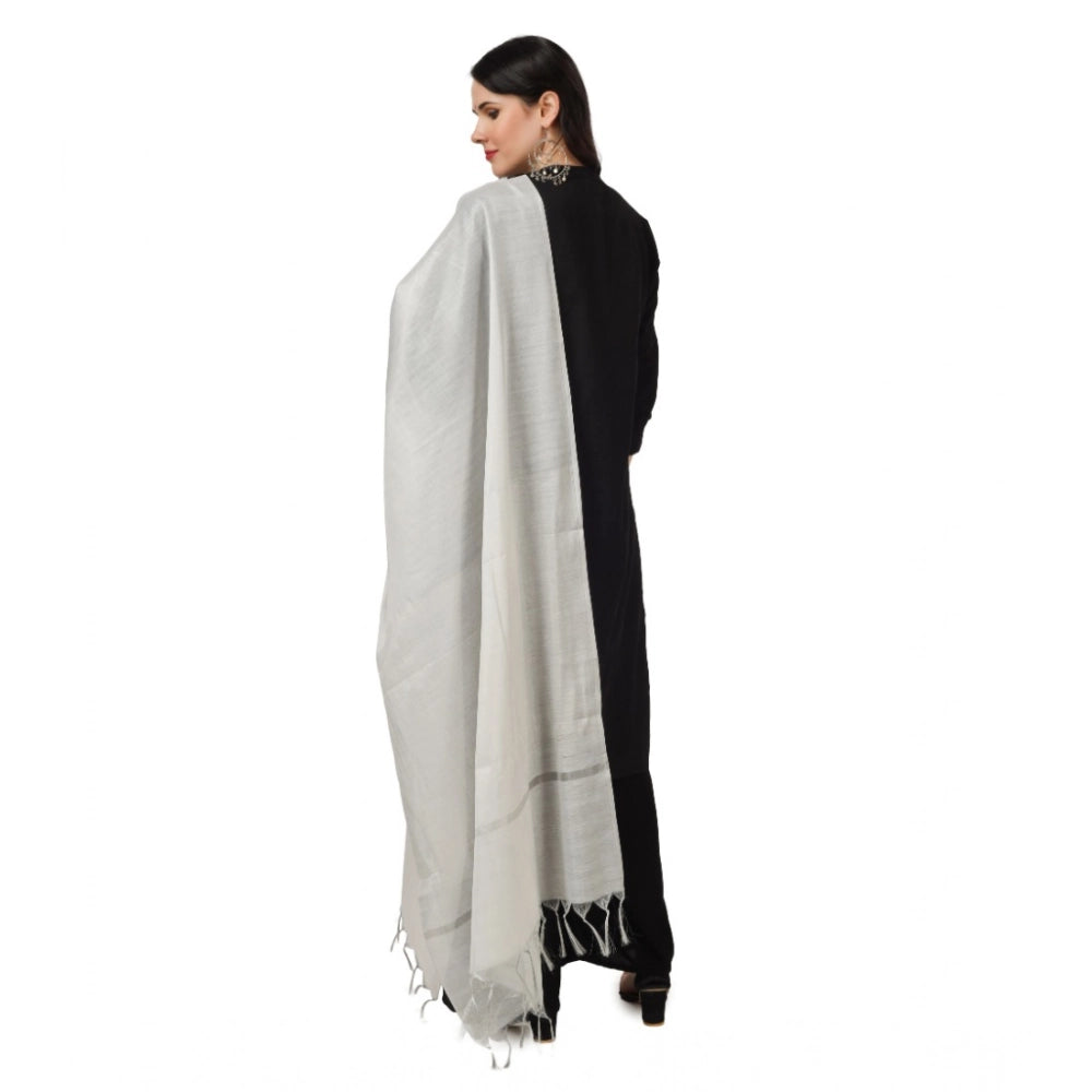 Vaystra Chanderi Solid Dupatta – White