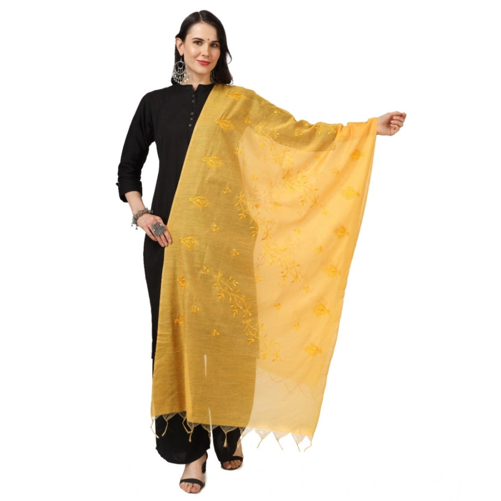 Vaystra Cotton Embroidered Dupatta – Yellow