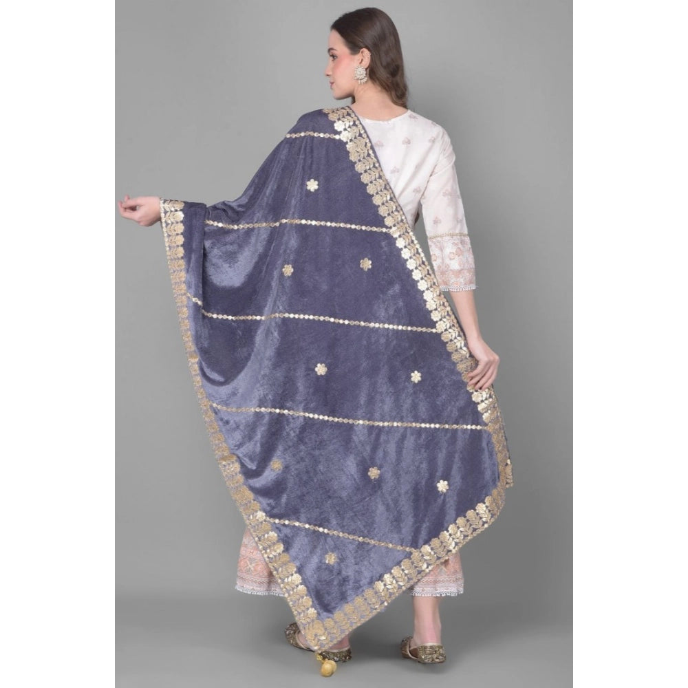 Vaystra Velvet Gotta Patti Dupatta – Grey