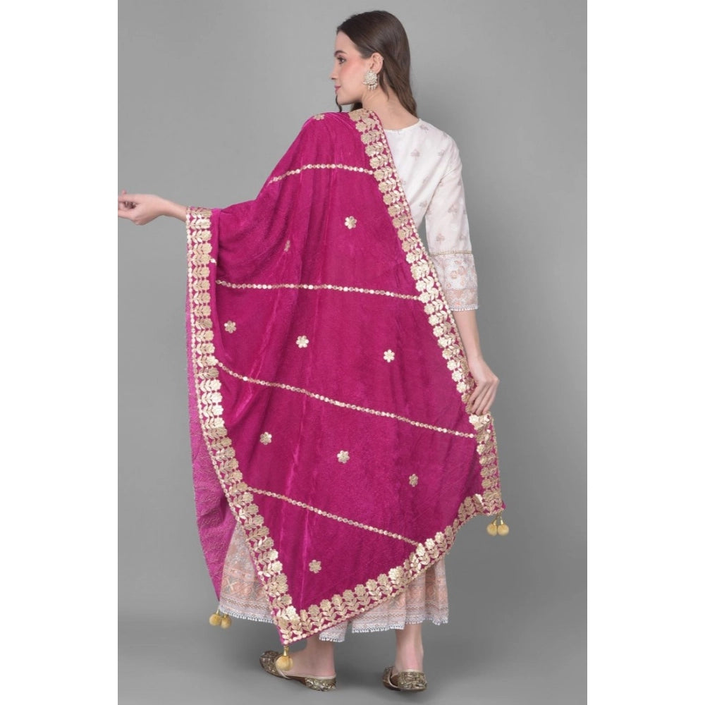 Vaystra Velvet Gotta Patti Dupatta – Purple