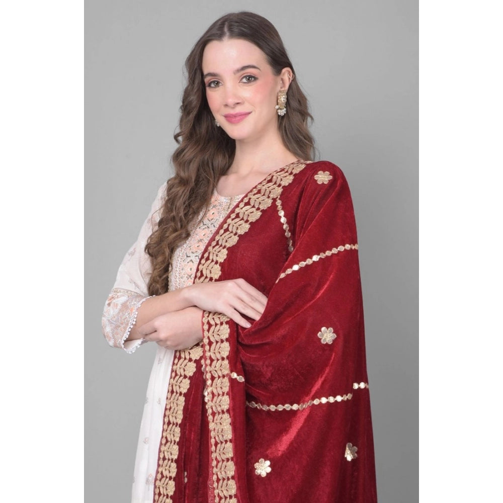 Vaystra Velvet Gotta Patti Dupatta – Maroon