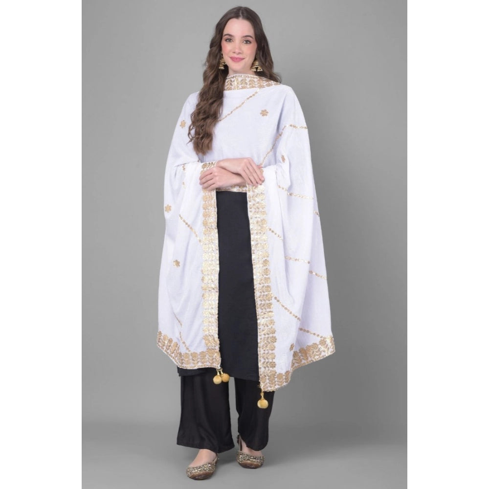 Vaystra Velvet Gotta Patti Dupatta – Off White