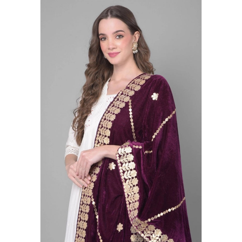 Vaystra Velvet Gotta Patti Dupatta – Wine
