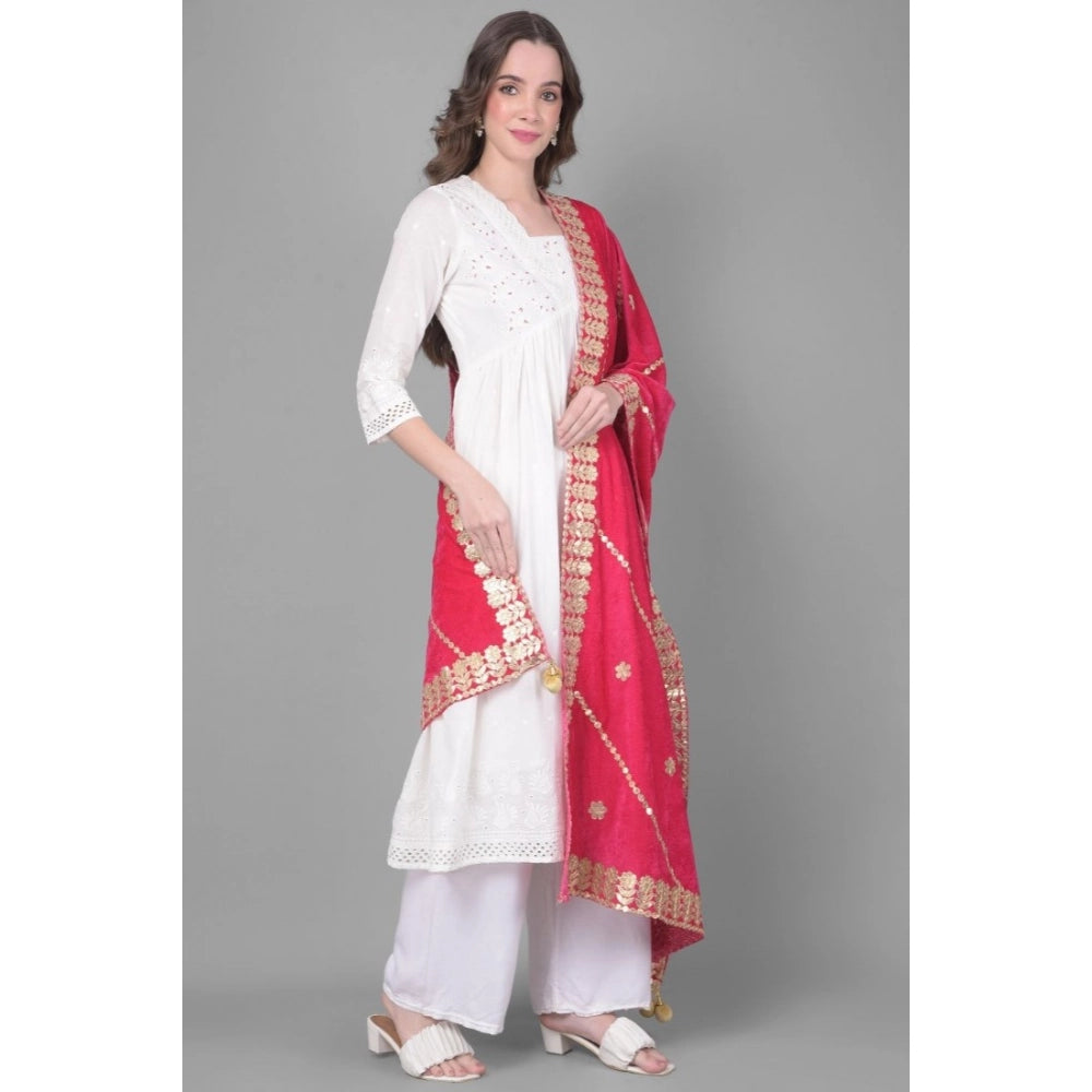 Vaystra Velvet Gotta Patti Dupatta – Pink