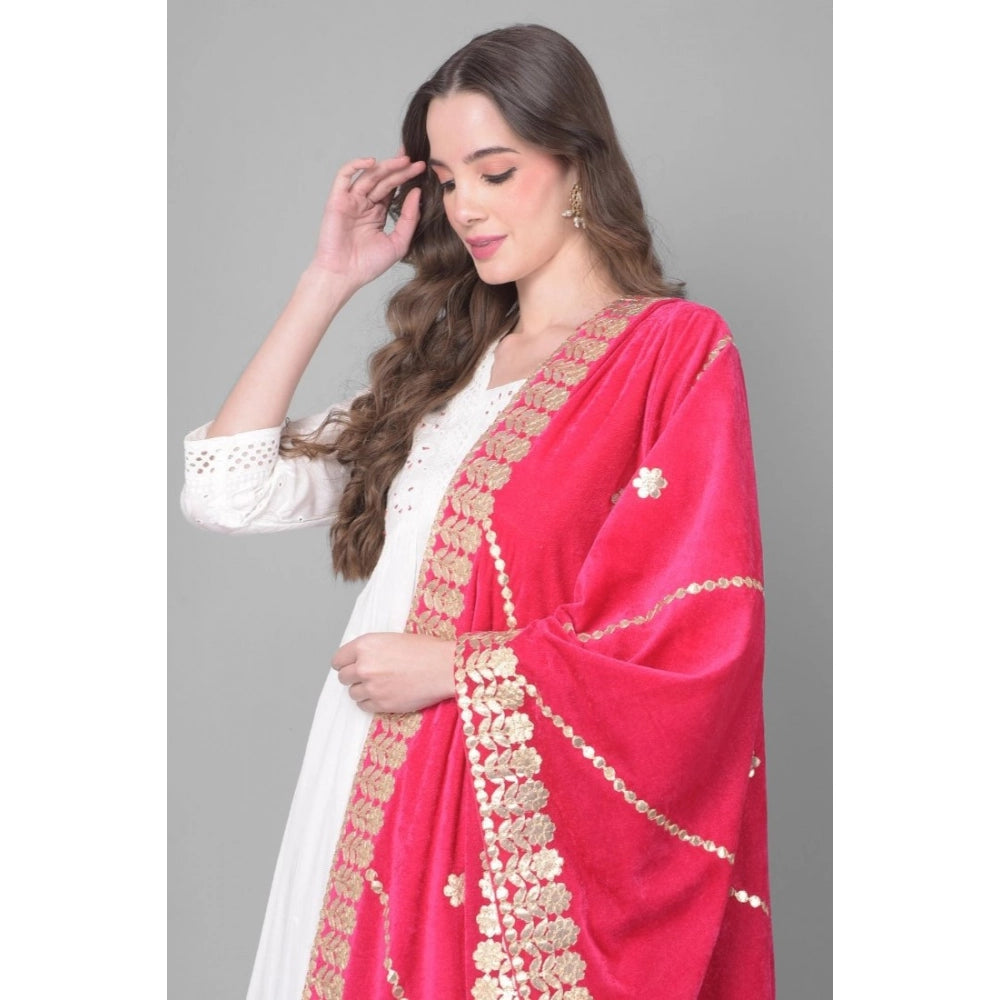 Vaystra Velvet Gotta Patti Dupatta – Pink