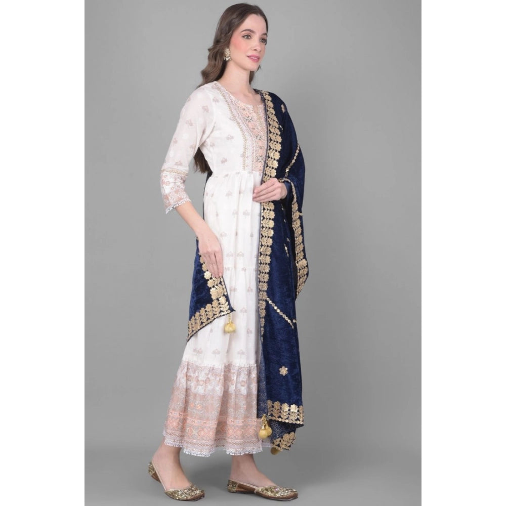 Vaystra Velvet Gotta Patti Dupatta – Navy