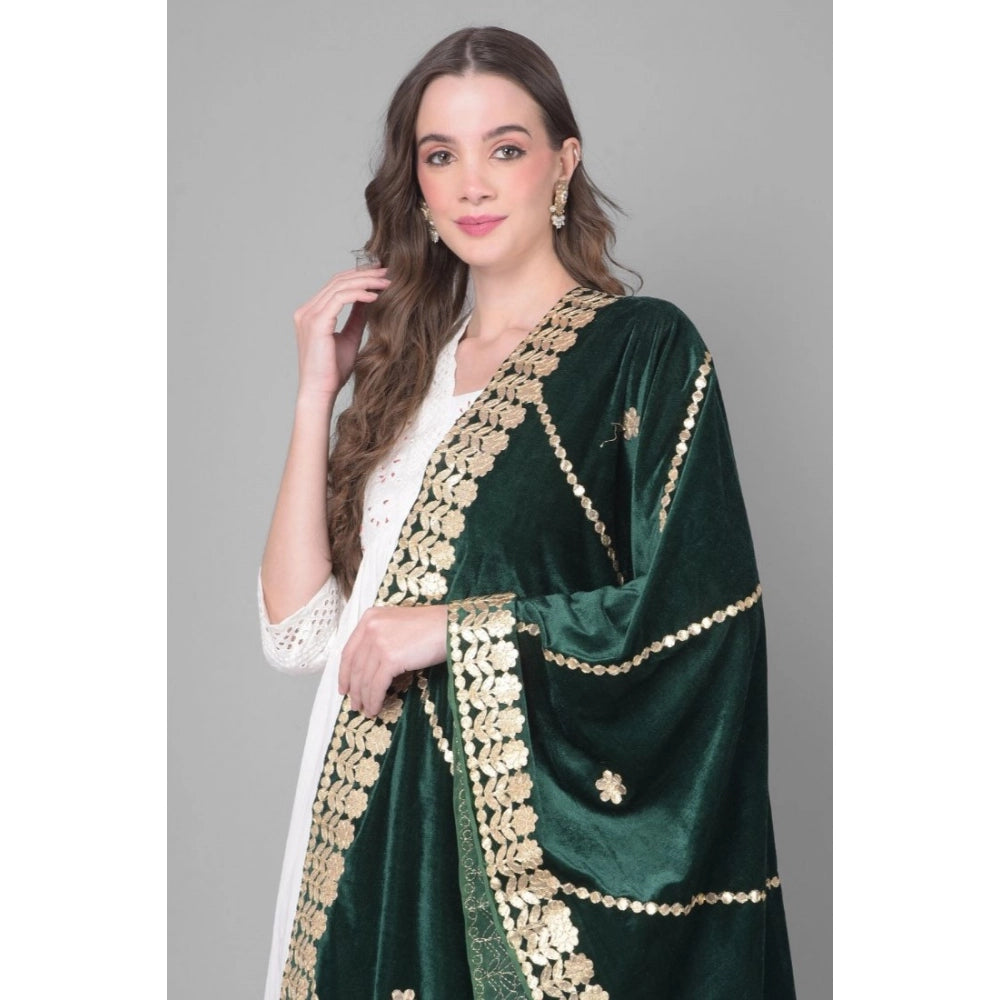 Vaystra Velvet Gotta Patti Dupatta – Green