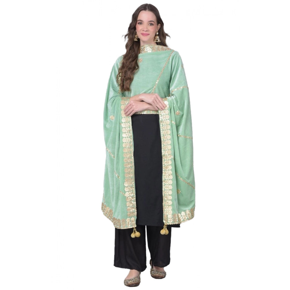 Vaystra Velvet Gotta Patti Dupatta – Sea Green