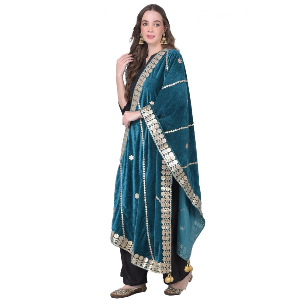 Vaystra Velvet Gotta Patti Dupatta – Teal