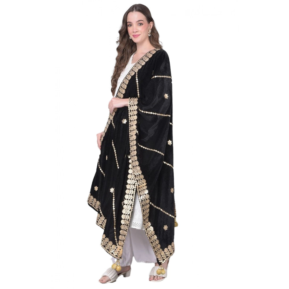Vaystra Velvet Gotta Patti Dupatta – Black