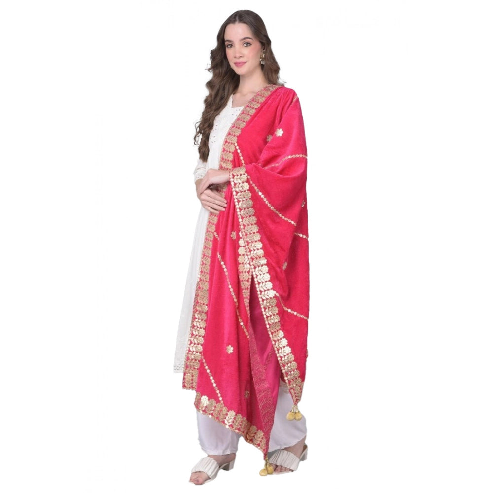 Vaystra Velvet Gotta Patti Dupatta – Pink