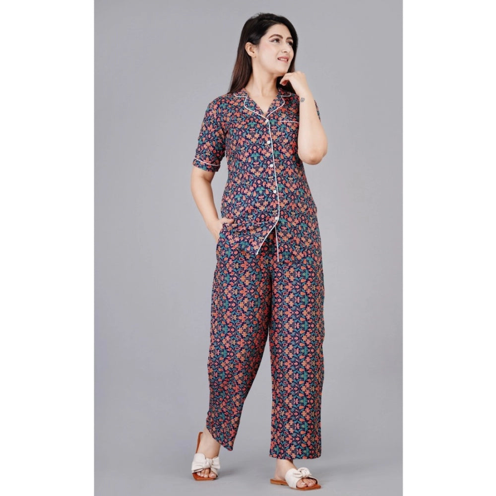 Vaystra Casual Half Sleeve Printed Viscose Rayon Shirt With Pyjama Pant Night Suit Set...