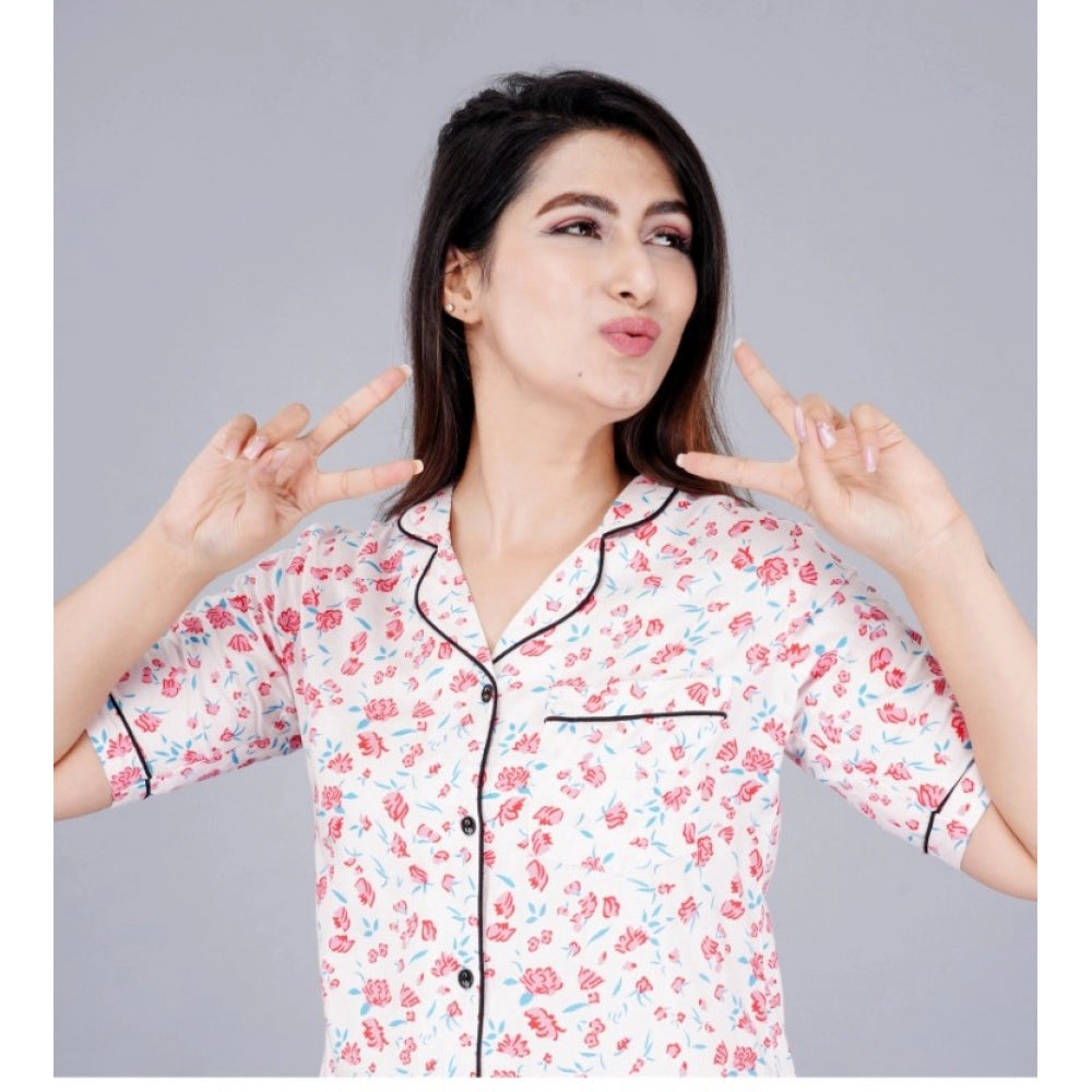 Vaystra Casual Half Sleeve Printed Viscose Rayon Shirt With Pyjama Pant Night Suit Set...