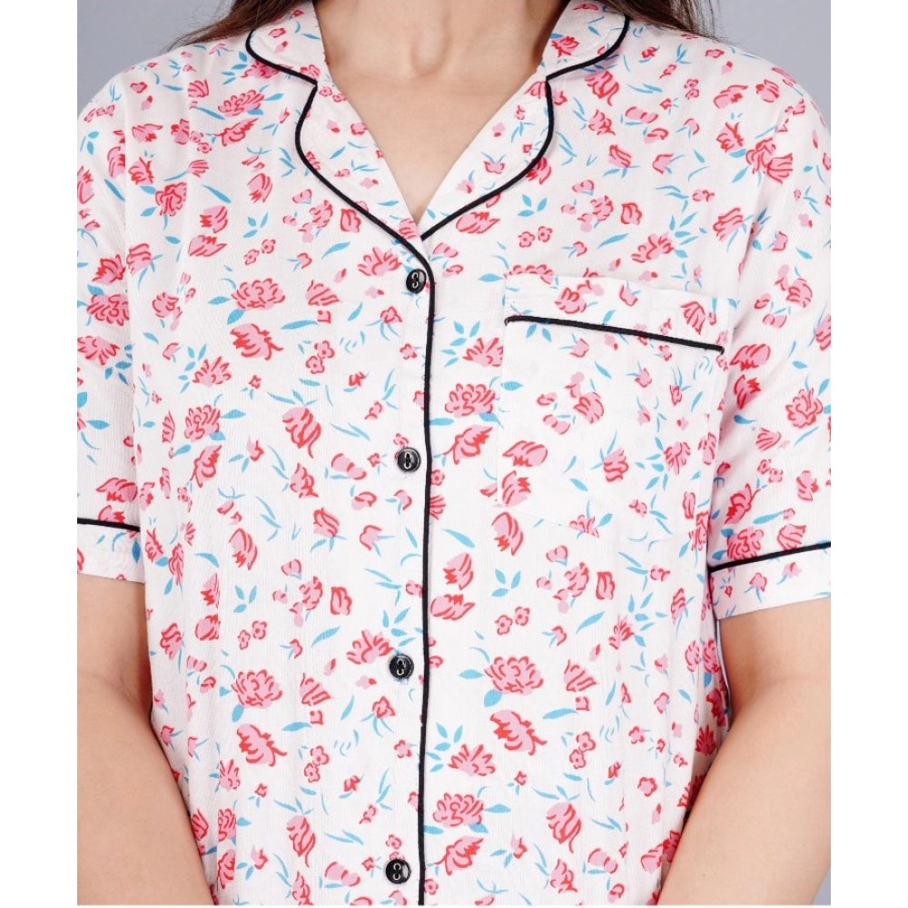 Vaystra Casual Half Sleeve Printed Viscose Rayon Shirt With Pyjama Pant Night Suit Set...