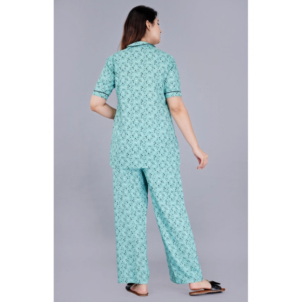 Vaystra Casual Half Sleeve Printed Viscose Rayon Shirt With Pyjama Pant Night Suit Set...