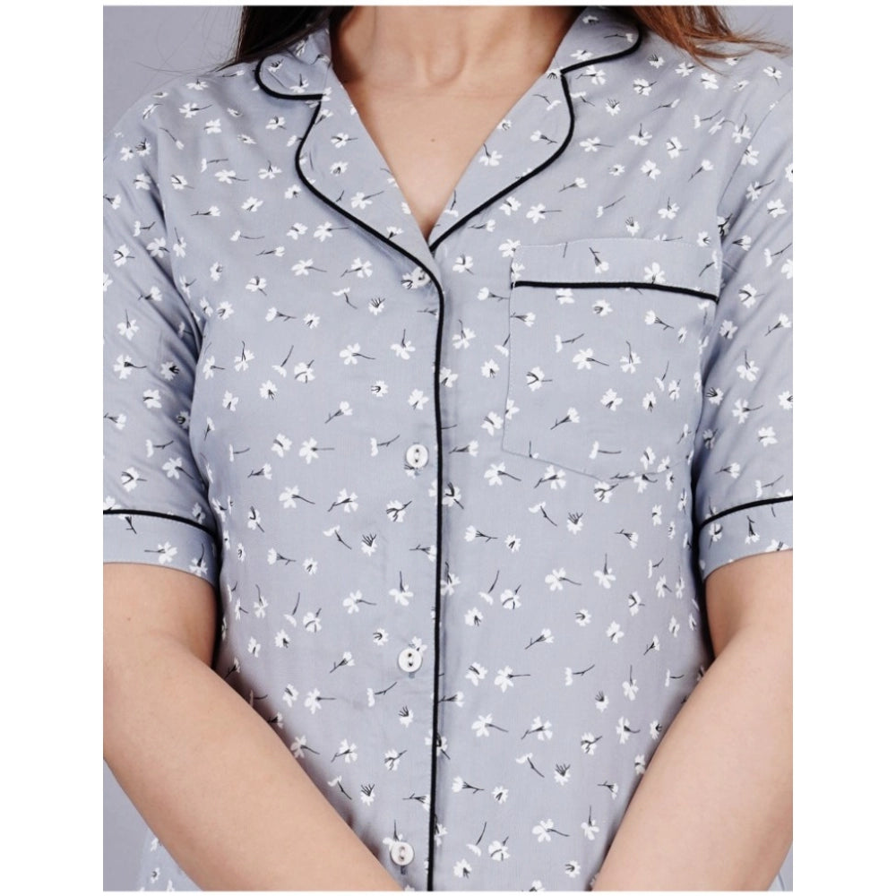 Vaystra Casual Half Sleeve Printed Viscose Rayon Shirt With Pyjama Pant Night Suit Set...