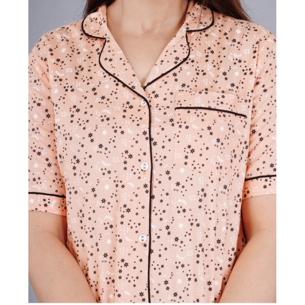 Vaystra Casual Half Sleeve Printed Viscose Rayon Shirt With Pyjama Pant Night Suit Set...