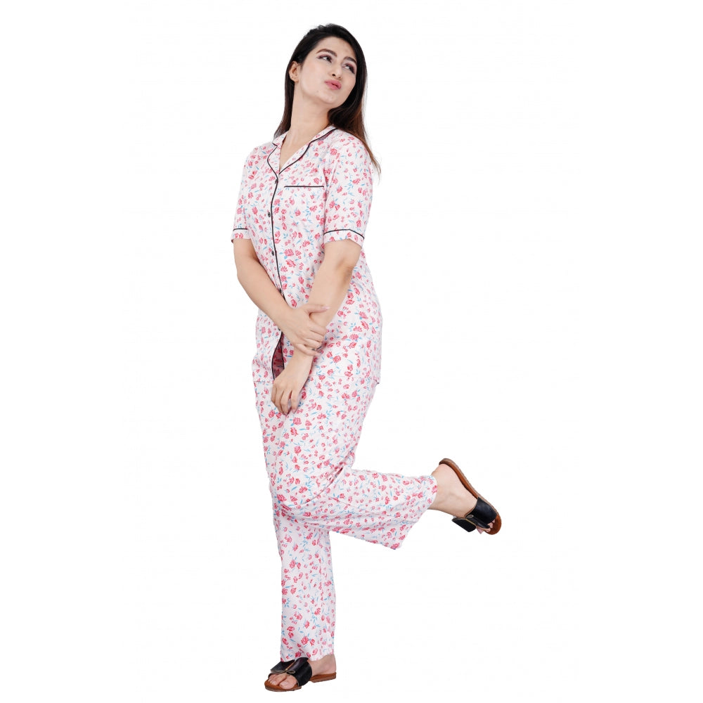 Vaystra Casual Half Sleeve Printed Viscose Rayon Shirt With Pyjama Pant Night Suit Set...