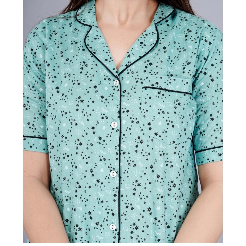 Vaystra Casual Half Sleeve Printed Viscose Rayon Shirt With Pyjama Pant Night Suit Set...