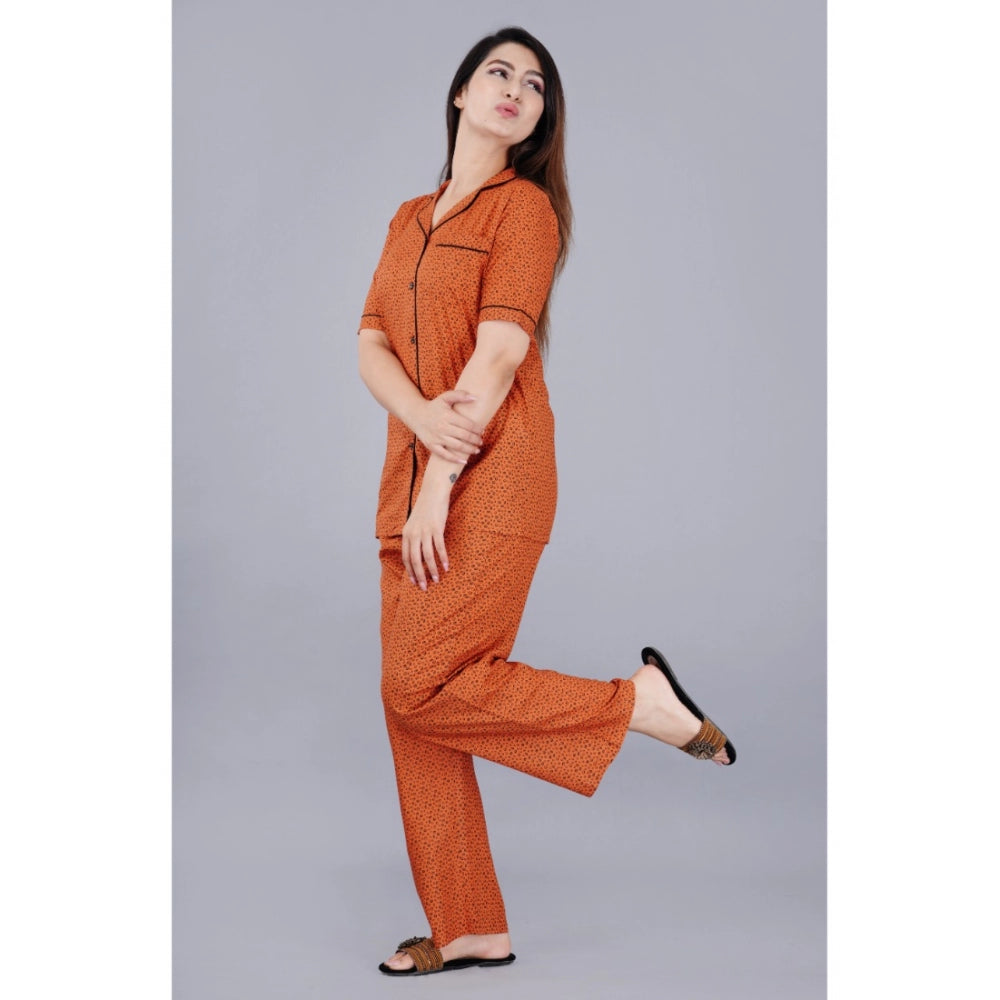 Vaystra Casual Half Sleeve Printed Viscose Rayon Shirt With Pyjama Pant Night Suit Set...