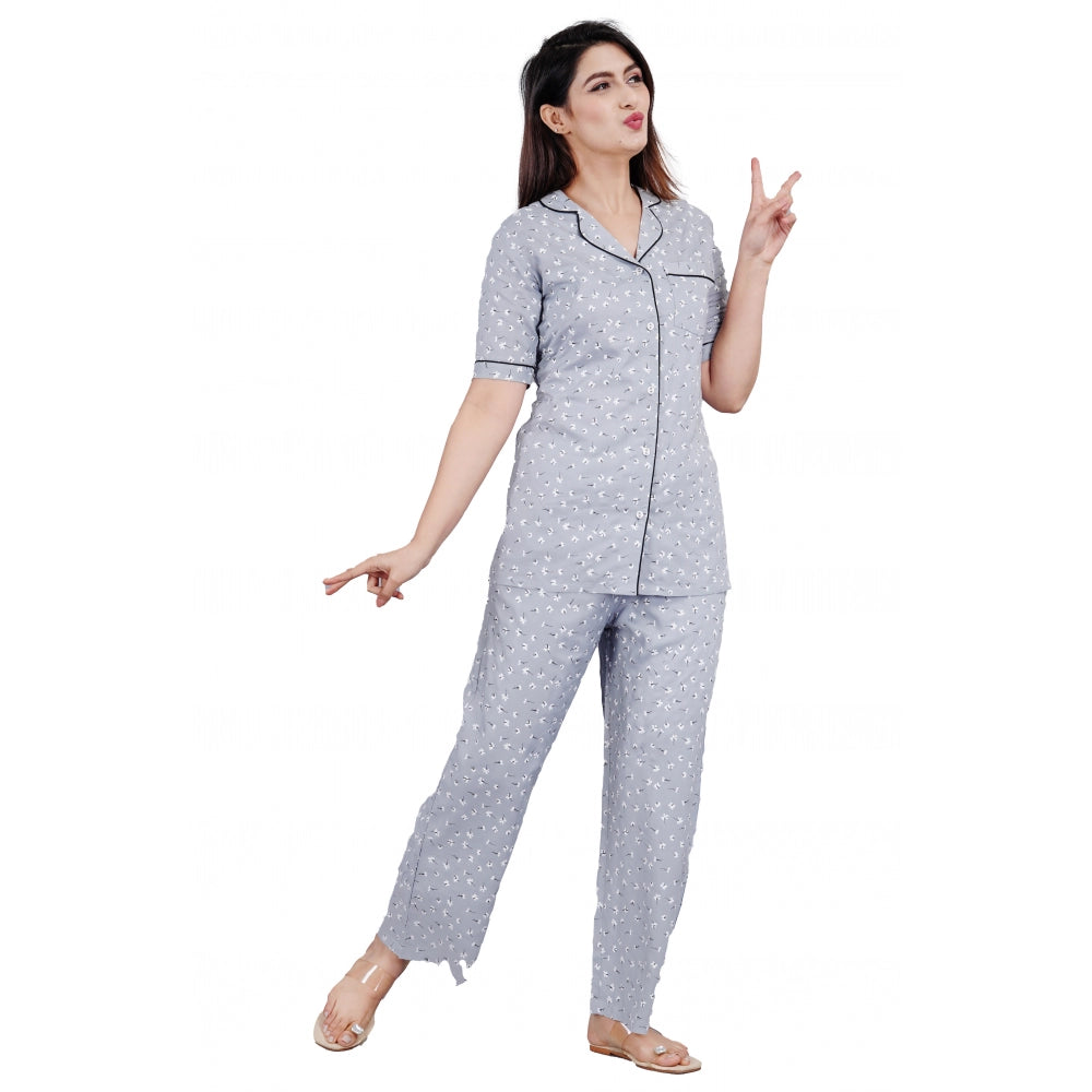 Vaystra Casual Half Sleeve Printed Viscose Rayon Shirt With Pyjama Pant Night Suit Set...