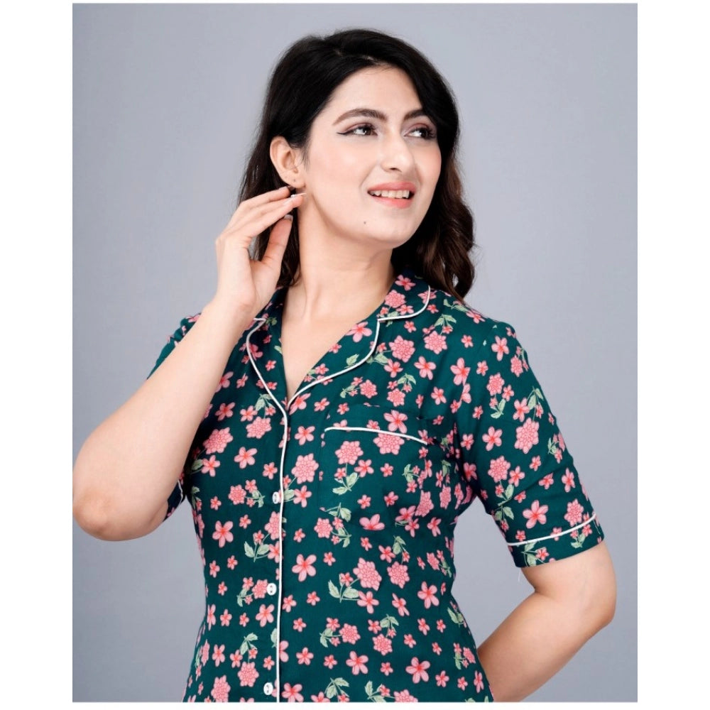 Vaystra Casual Half Sleeve Printed Viscose Rayon Shirt With Pyjama Pant Night Suit Set...