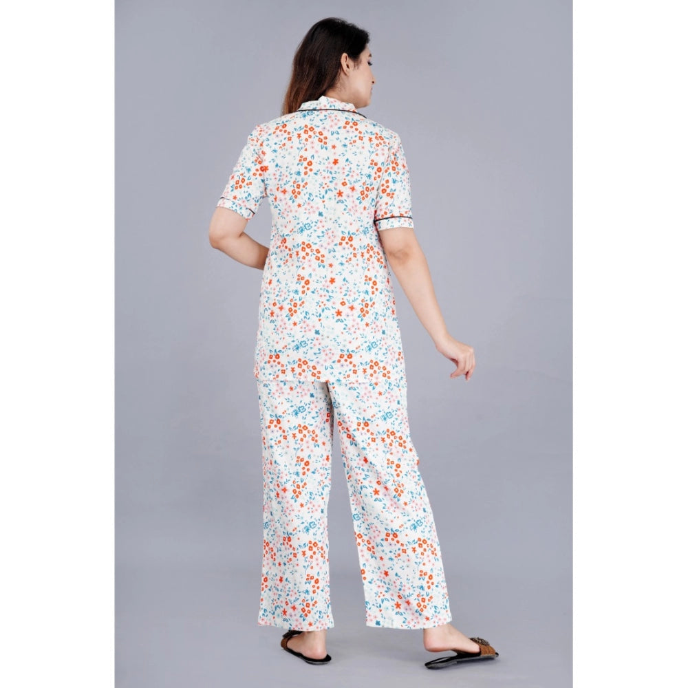 Vaystra Casual Half Sleeve Printed Viscose Rayon Shirt With Pyjama Pant Night Suit Set...