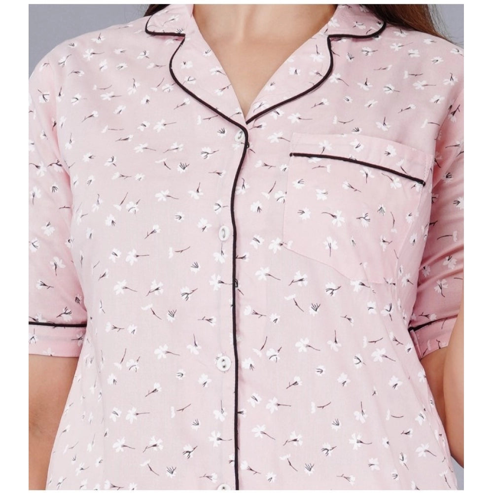 Vaystra Casual Half Sleeve Printed Viscose Rayon Shirt With Pyjama Pant Night Suit Set...