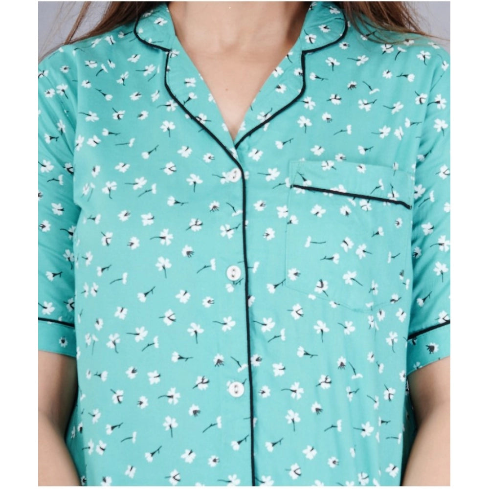 Vaystra Casual Half Sleeve Printed Viscose Rayon Shirt With Pyjama Pant Night Suit Set...