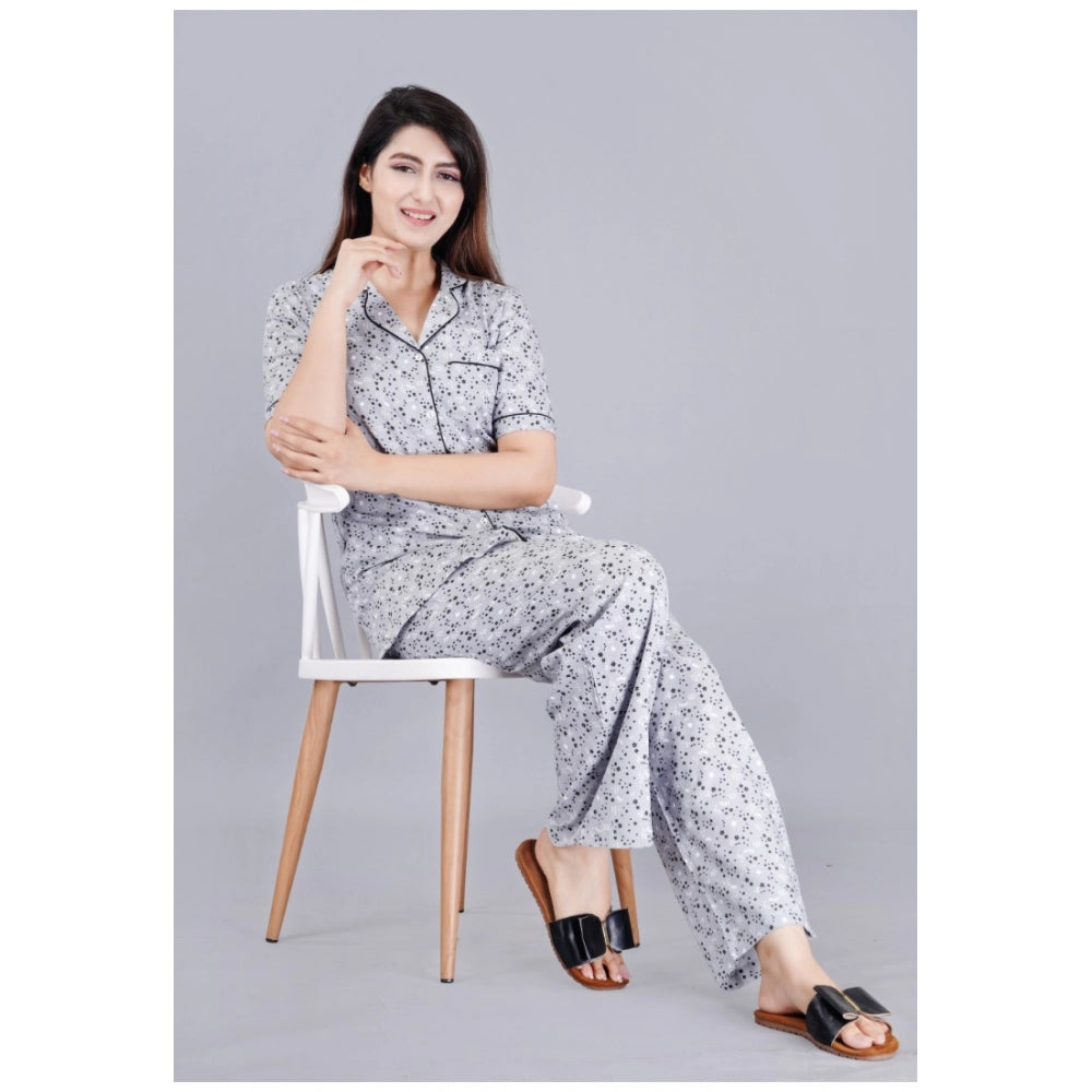 Vaystra Casual Half Sleeve Printed Viscose Rayon Shirt With Pyjama Pant Night Suit Set...