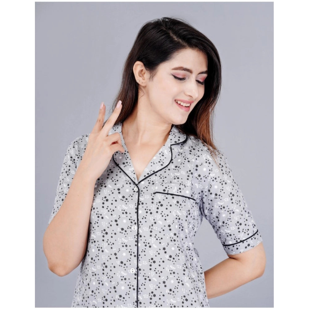 Vaystra Casual Half Sleeve Printed Viscose Rayon Shirt With Pyjama Pant Night Suit Set...