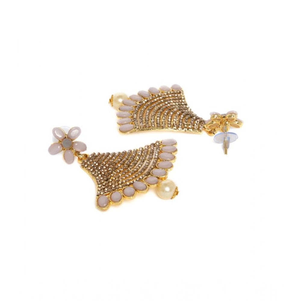 Vaystra Gold Plated Rose Alloy Earrings in Gold,