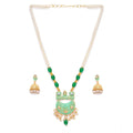Vaystra Handcrafted Rose Alloy Necklace &amp; Earings Set - Green, Edition