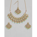 Vaystra Rose Alloy Necklace &amp; Earings Set - Light Green,
