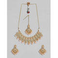 Vaystra Handcrafted Rose Alloy Necklace &amp; Earings Set - Pink, Edition