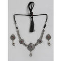 Vaystra Handcrafted Rose Alloy Necklace &amp; Earings Set - Silver, Edition